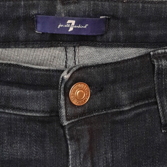 7 For All Mankind Women's 27 High Rise Blue Fringe Jeans - Picture 3 of 7